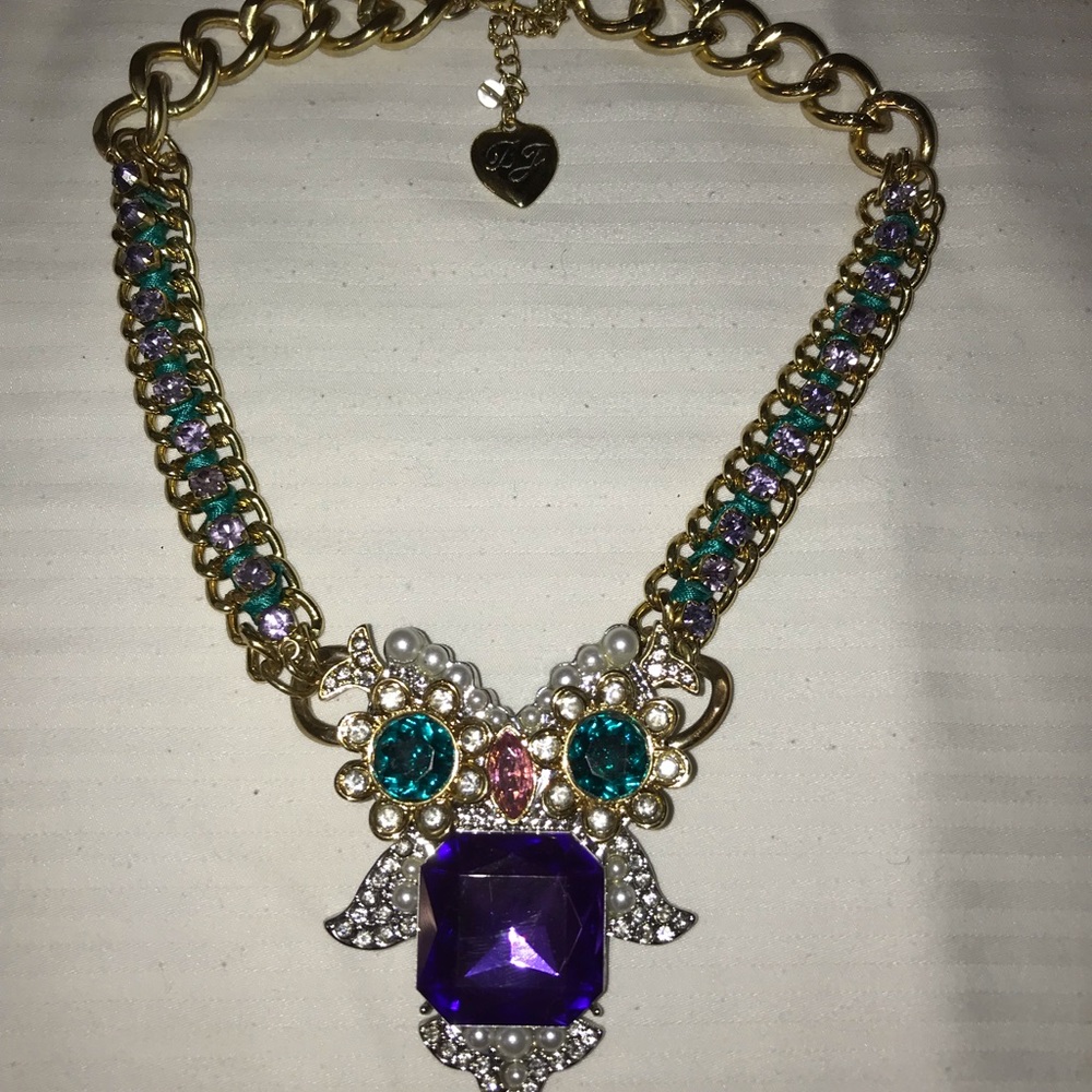 Betsey Johnson Owl rhinestones necklace